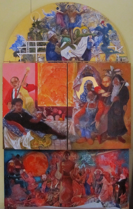 invitation (triptych closed) by antony desenna (2011) acrylic on panels