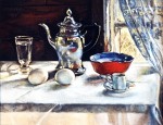 still life with silver pot