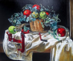 the apple corer. still life by antony de senna alkyd/oil on panel 24" x 20", 61cm x 50.8cm