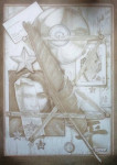grace obscured still life by antony de senna silverpoint on panel 16" x 12", 40.64cm x 30.48cm