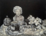 bacchus grisaille still life by antony de senna alkyd on canvas 16" x 20", 40.6cm x 50.8cm